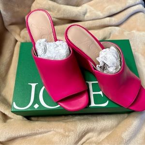Brand NEW J Crew 4” Fuschia Leather Slide Wedges